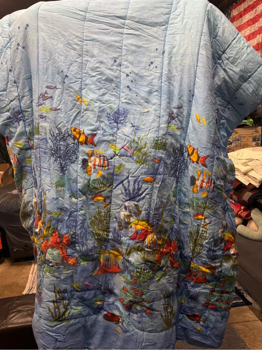 Vintage Twin Fish In Love Comforter, 2 Shams, Bed Skirt